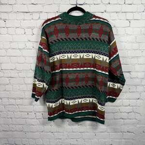 Vintage Jessica Roberts Knit Sweater Sz Med Colors USA Made 80s 90s